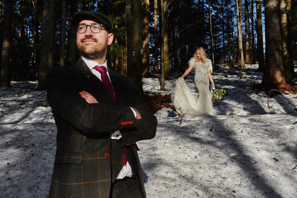 para w plenerze zimą